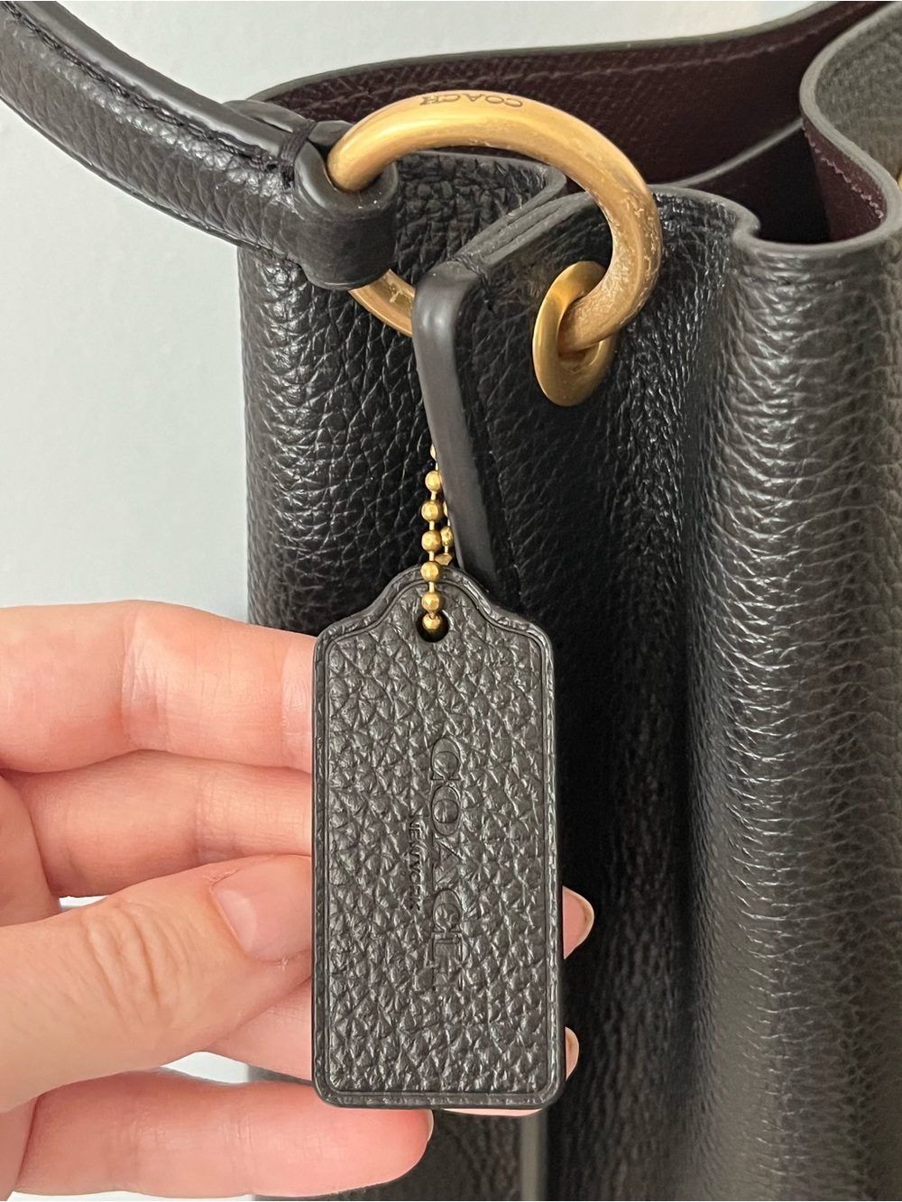 Coach Black Pebbled Leather Shoulder Bag with Gold Hardware - Picture 12 of 16